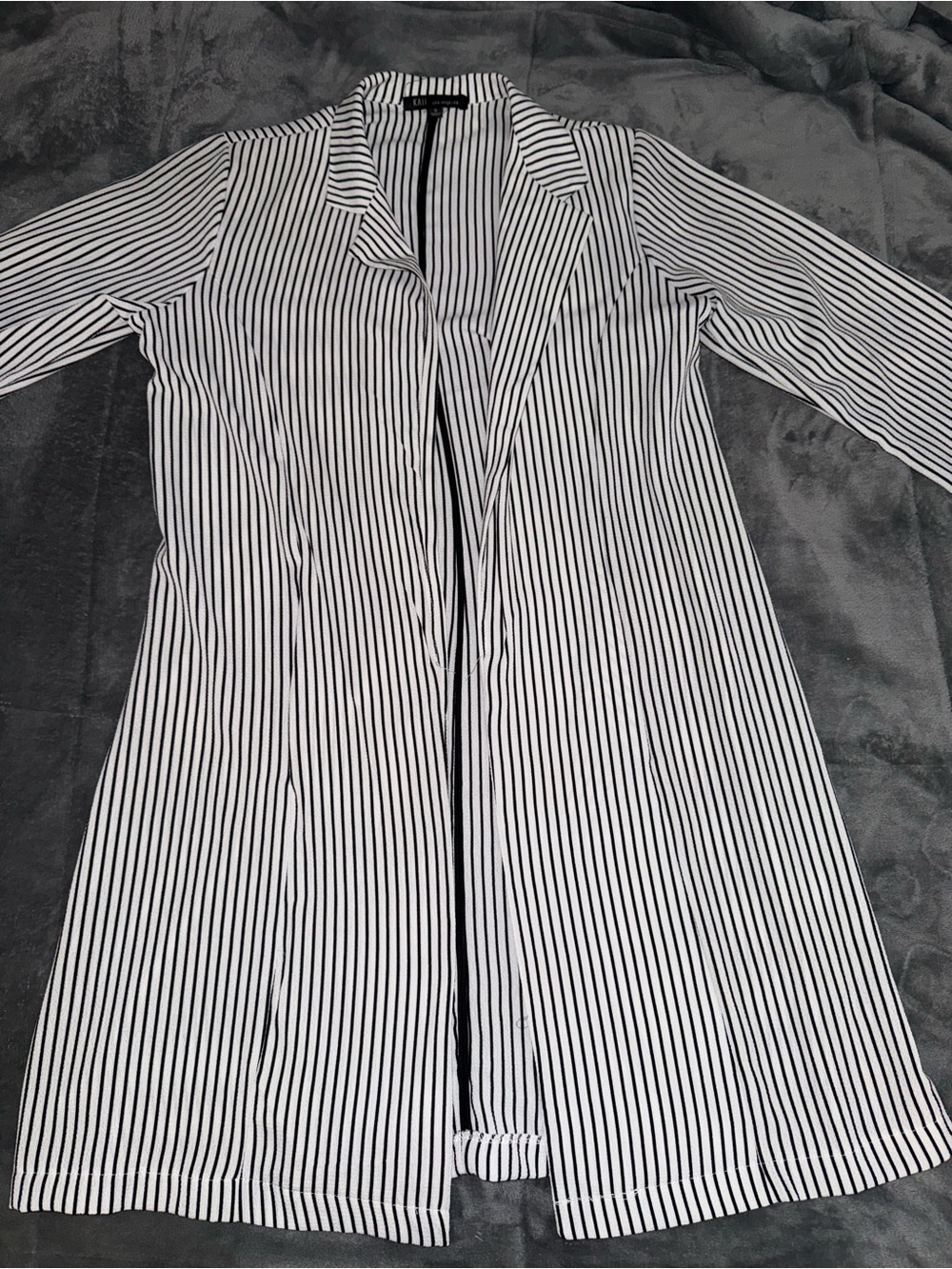 Black and White Vertical Stripe Long Shirt
